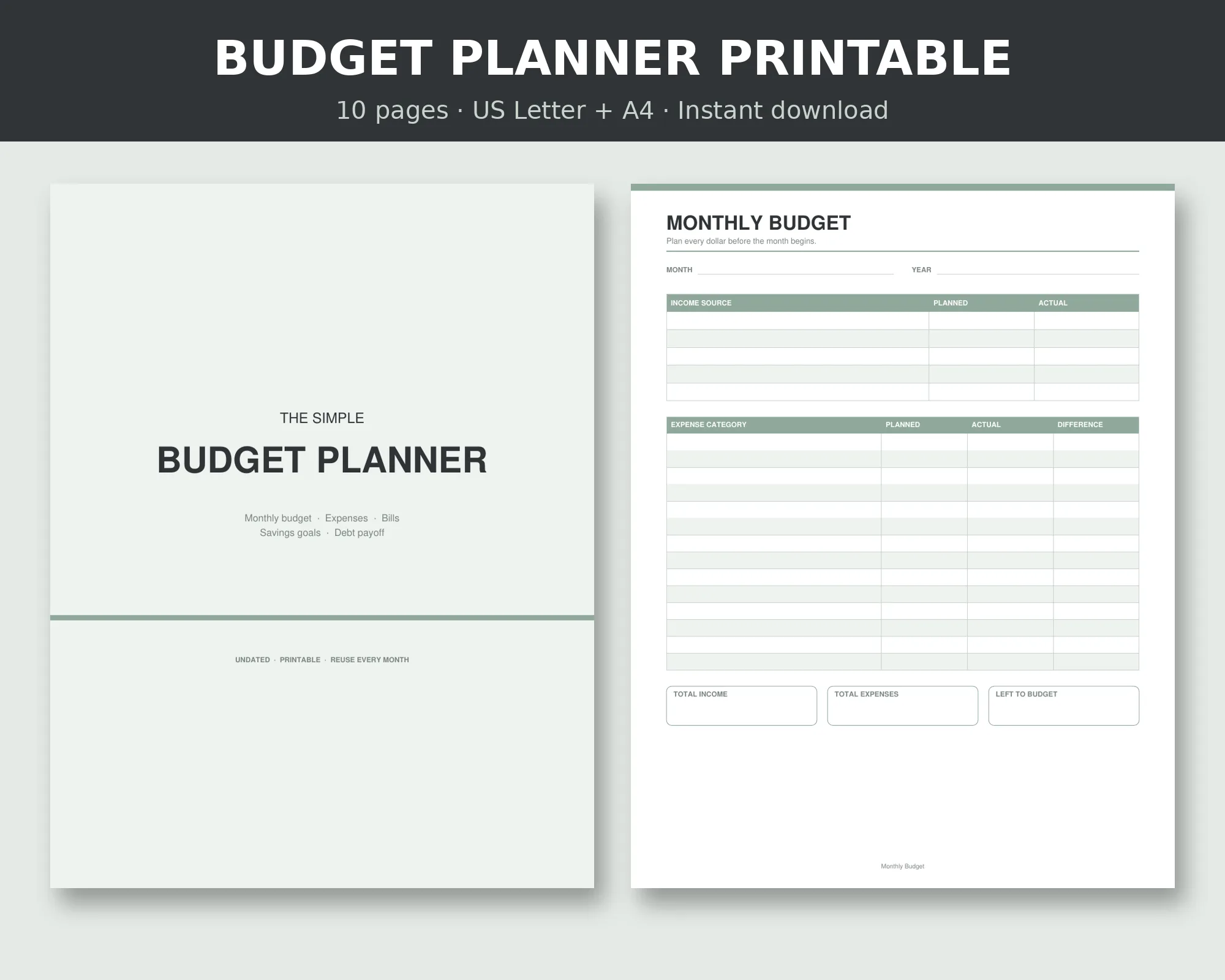 Budget Planner Printable cover mockup
